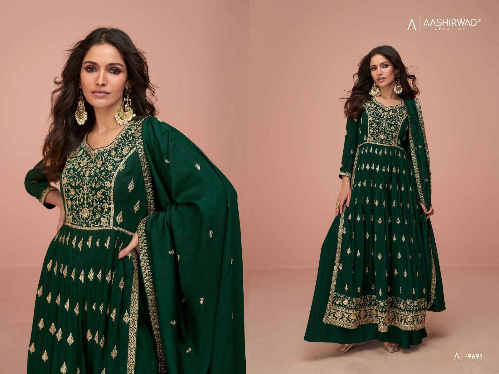 Suhani By Aashirwad Creation 9690 To 9694 Series Beautiful Sharara Suits Stylish Fancy Colorful Party Wear & Occasional Wear Premium Silk Embroidered Dresses At Wholesale Price