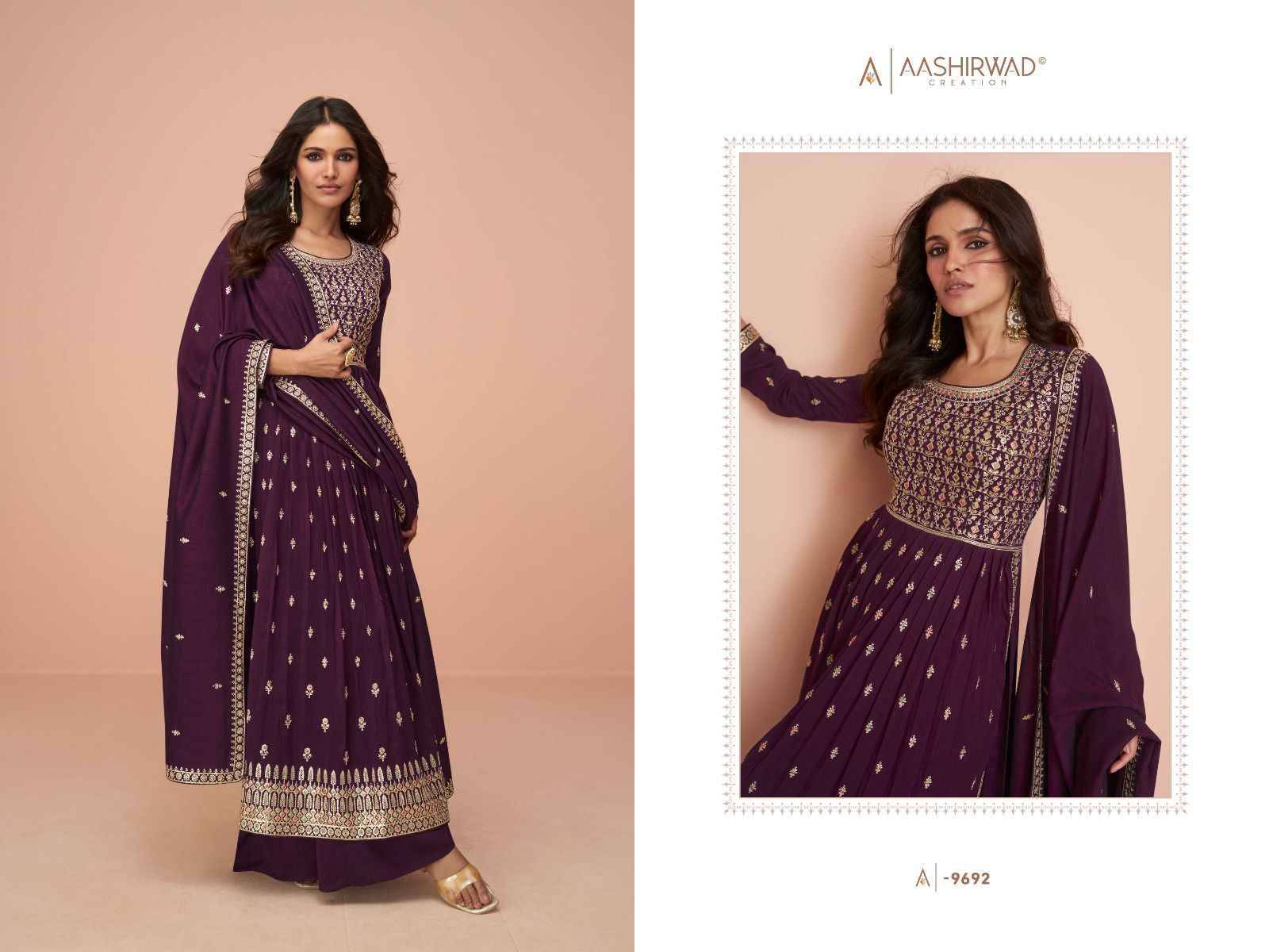 Suhani By Aashirwad Creation 9690 To 9694 Series Beautiful Sharara Suits Stylish Fancy Colorful Party Wear & Occasional Wear Premium Silk Embroidered Dresses At Wholesale Price