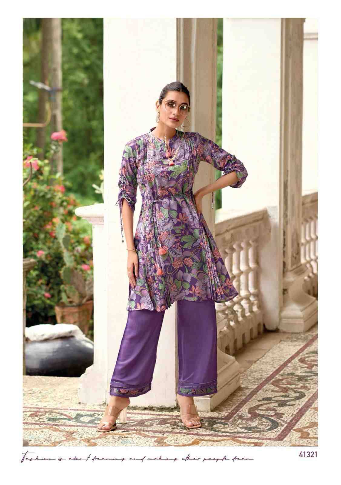 Eliza By Kailee 41321 To 41325 Series Designer Stylish Fancy Colorful Beautiful Party Wear & Ethnic Wear Collection Pure Viscose Muslin Silk Tops With Bottom At Wholesale Price