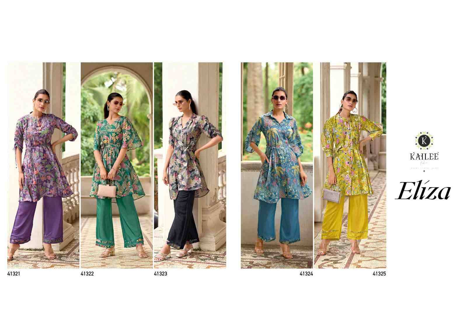 Eliza By Kailee 41321 To 41325 Series Designer Stylish Fancy Colorful Beautiful Party Wear & Ethnic Wear Collection Pure Viscose Muslin Silk Tops With Bottom At Wholesale Price