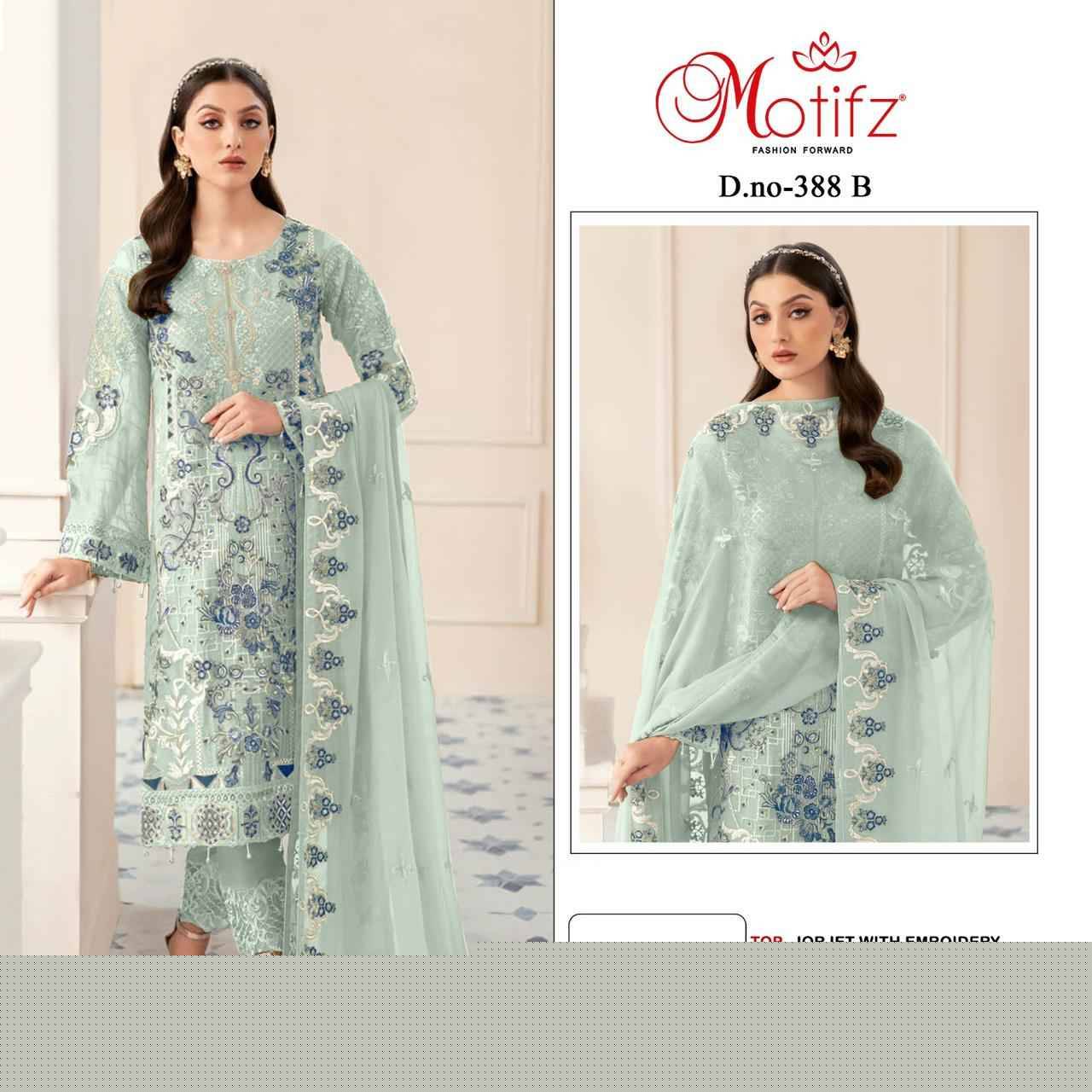 Motifz Hit Design 388 Colours By Motifz 388-A To 388-D Series Beautiful Pakistani Suits Colorful Stylish Fancy Casual Wear & Ethnic Wear Georgette With Embroidered Dresses At Wholesale Price