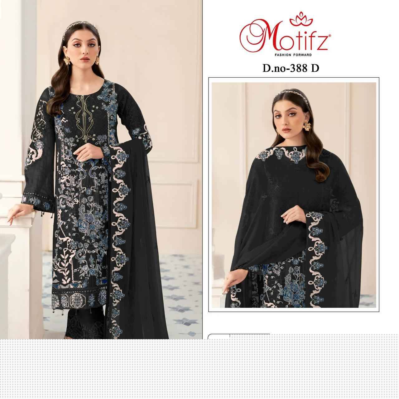 Motifz Hit Design 388 Colours By Motifz 388-A To 388-D Series Beautiful Pakistani Suits Colorful Stylish Fancy Casual Wear & Ethnic Wear Georgette With Embroidered Dresses At Wholesale Price