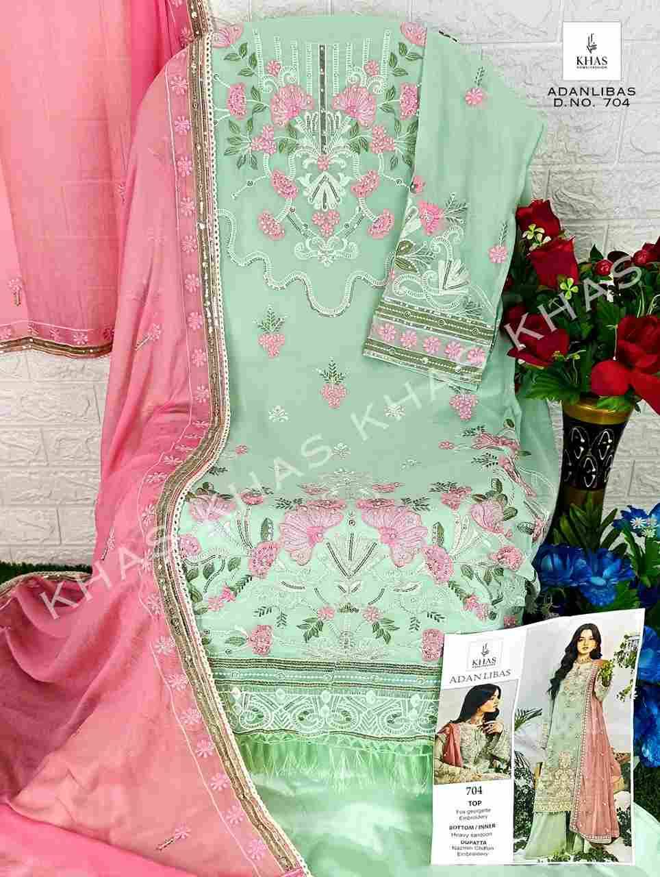 Adan Libas By Khas 702 To 704 Series Designer Pakistani Suits Beautiful Stylish Fancy Colorful Party Wear & Occasional Wear Faux Georgette With Embroidery Dresses At Wholesale Price