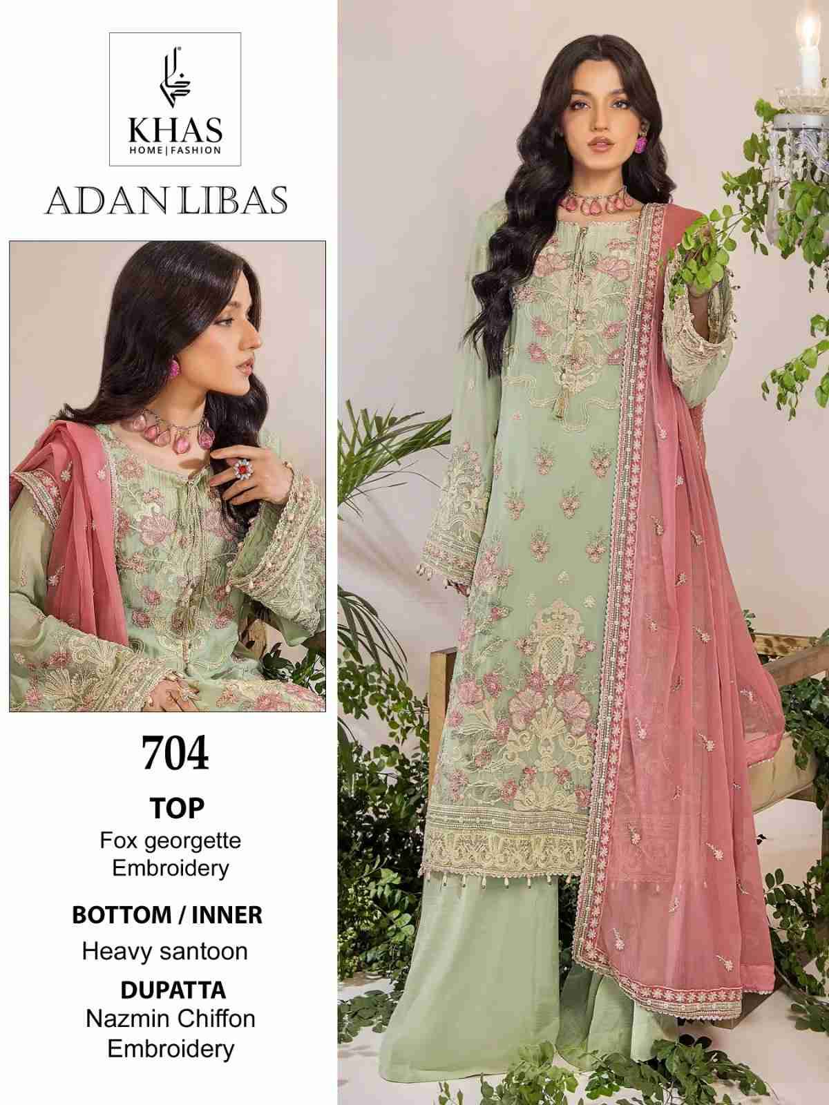 Adan Libas By Khas 702 To 704 Series Designer Pakistani Suits Beautiful Stylish Fancy Colorful Party Wear & Occasional Wear Faux Georgette With Embroidery Dresses At Wholesale Price