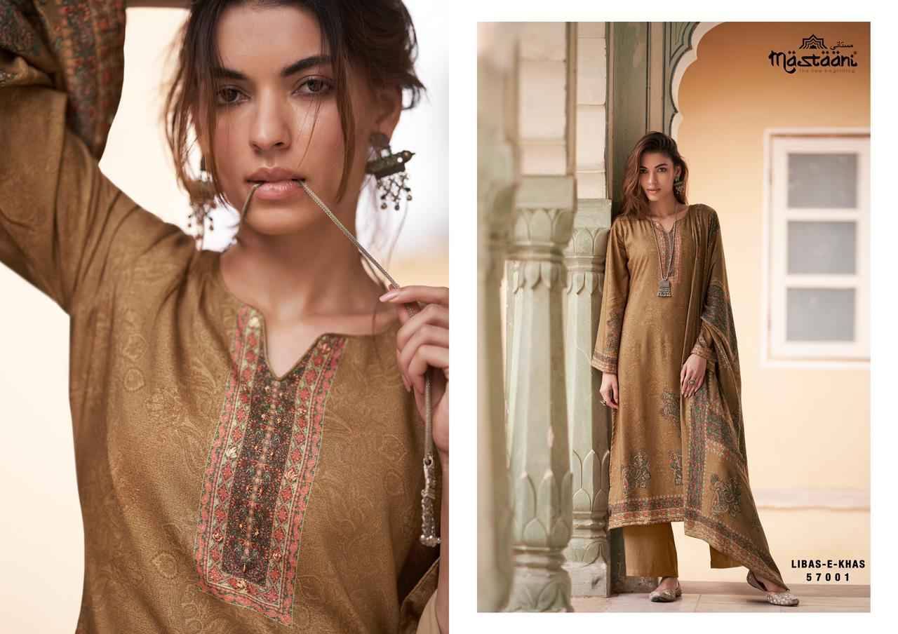 Libas-E-Khas By Mastaani 57001 To 57006 Series Beautiful Stylish Festive Suits Fancy Colorful Casual Wear & Ethnic Wear & Ready To Wear Pure Viscose Pashmina Print With Work Dresses At Wholesale Price