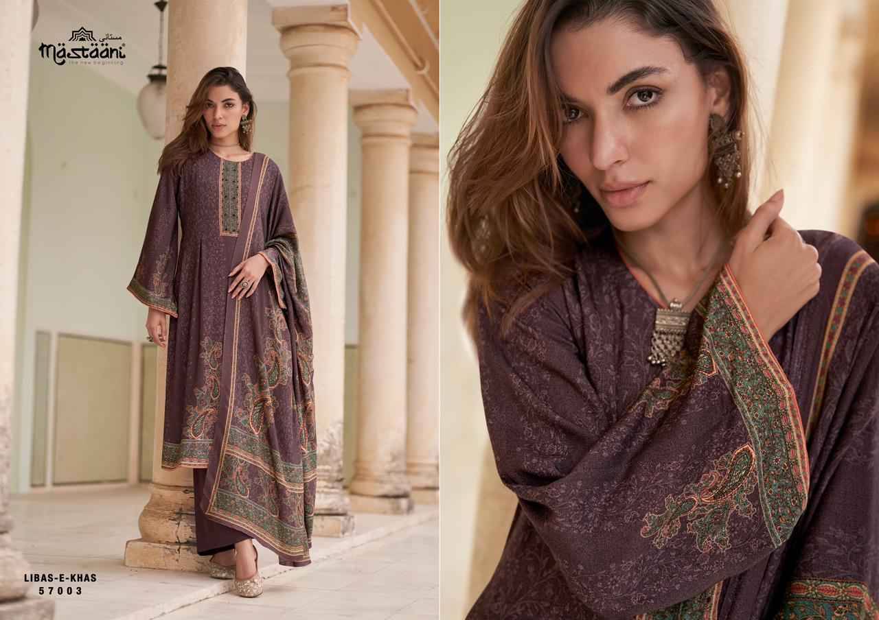 Libas-E-Khas By Mastaani 57001 To 57006 Series Beautiful Stylish Festive Suits Fancy Colorful Casual Wear & Ethnic Wear & Ready To Wear Pure Viscose Pashmina Print With Work Dresses At Wholesale Price