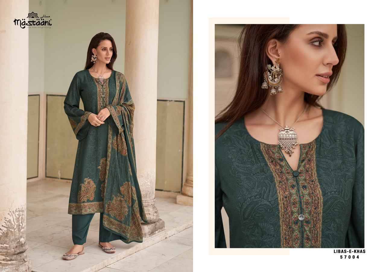 Libas-E-Khas By Mastaani 57001 To 57006 Series Beautiful Stylish Festive Suits Fancy Colorful Casual Wear & Ethnic Wear & Ready To Wear Pure Viscose Pashmina Print With Work Dresses At Wholesale Price