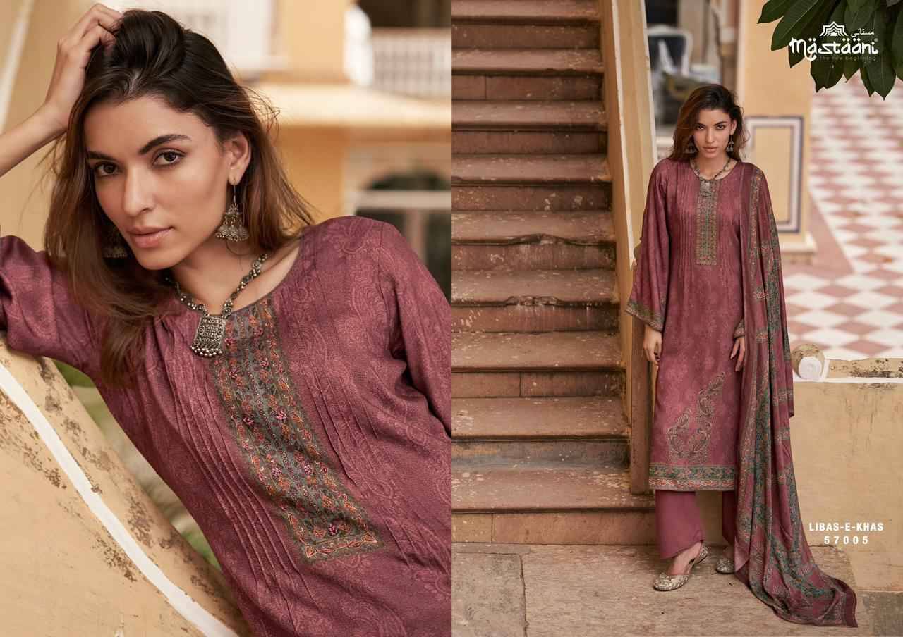 Libas-E-Khas By Mastaani 57001 To 57006 Series Beautiful Stylish Festive Suits Fancy Colorful Casual Wear & Ethnic Wear & Ready To Wear Pure Viscose Pashmina Print With Work Dresses At Wholesale Price