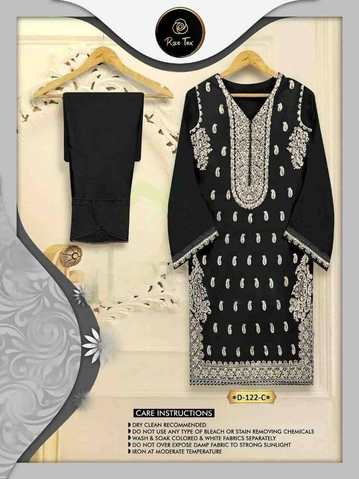 Rose Tex 122 Colours By Rose Tex 122-A To 122-F Series Pakistani Kurtis Beautiful Fancy Colorful Stylish Party Wear & Occasional Wear Faux Georgette Kurtis With Bottom Dresses At Wholesale Price