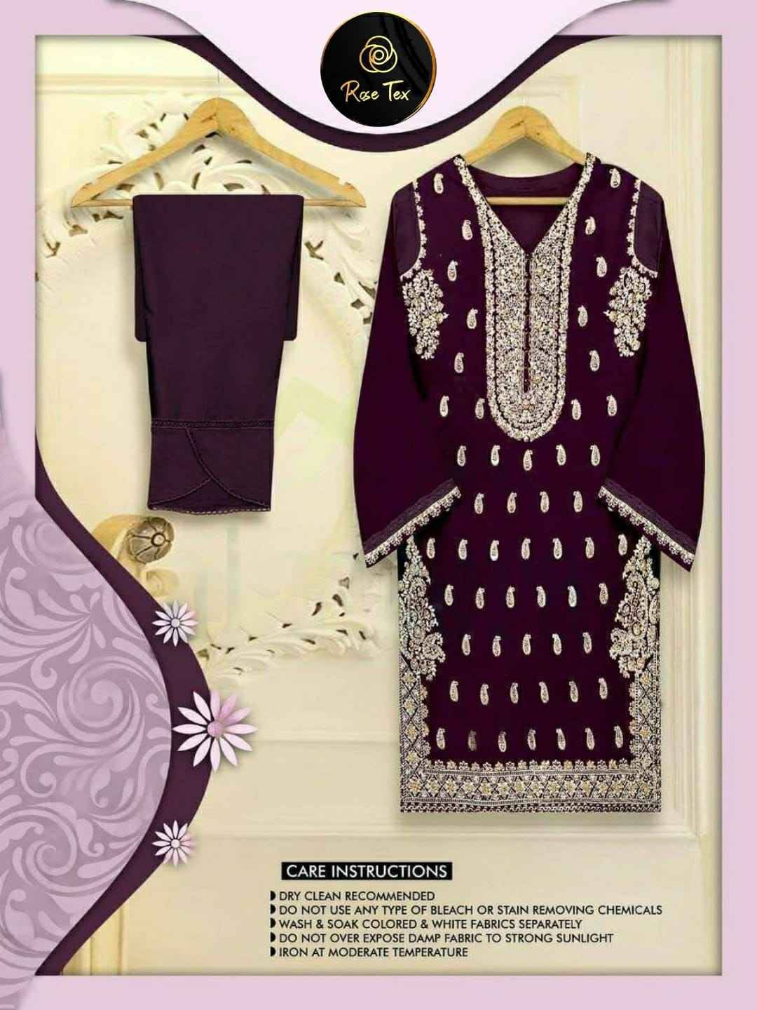 Rose Tex 122 Colours By Rose Tex 122-A To 122-F Series Pakistani Kurtis Beautiful Fancy Colorful Stylish Party Wear & Occasional Wear Faux Georgette Kurtis With Bottom Dresses At Wholesale Price