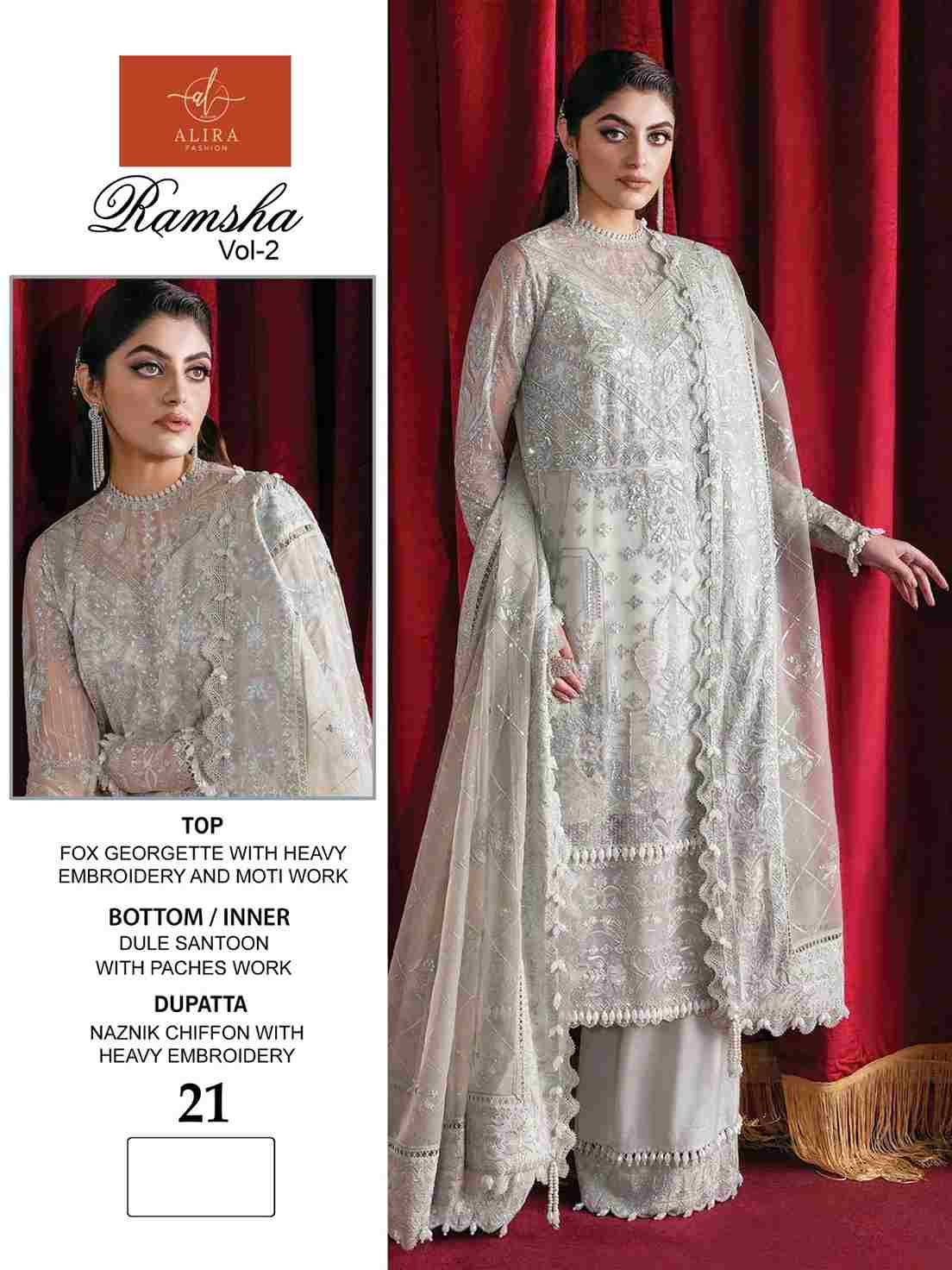 Ramsha Vol-2 By Alira 20 To 22 Series Beautiful Pakistani Suits Colorful Stylish Fancy Casual Wear & Ethnic Wear Georgette With Embroidered Dresses At Wholesale Price