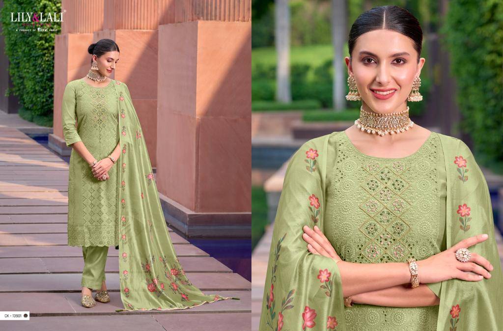 Chikan Kari Vol-2 By Lily And Lali 13901 To 13906 Series Beautiful Stylish Festive Suits Fancy Colorful Casual Wear & Ethnic Wear & Ready To Wear Chanderi Silk Embroidered Dresses At Wholesale Price