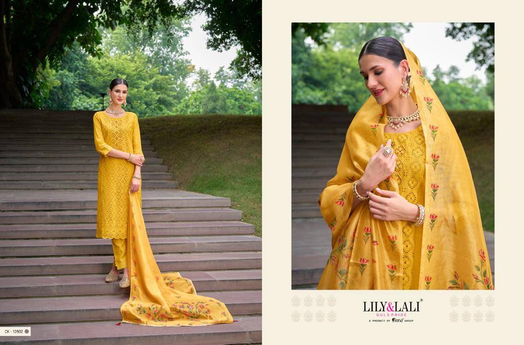 Chikan Kari Vol-2 By Lily And Lali 13901 To 13906 Series Beautiful Stylish Festive Suits Fancy Colorful Casual Wear & Ethnic Wear & Ready To Wear Chanderi Silk Embroidered Dresses At Wholesale Price