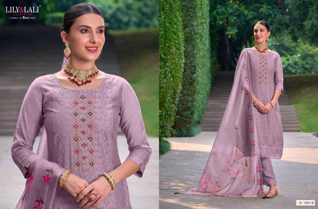 Chikan Kari Vol-2 By Lily And Lali 13901 To 13906 Series Beautiful Stylish Festive Suits Fancy Colorful Casual Wear & Ethnic Wear & Ready To Wear Chanderi Silk Embroidered Dresses At Wholesale Price