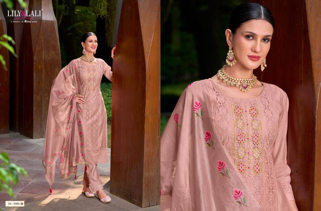 Chikan Kari Vol-2 By Lily And Lali 13901 To 13906 Series Beautiful Stylish Festive Suits Fancy Colorful Casual Wear & Ethnic Wear & Ready To Wear Chanderi Silk Embroidered Dresses At Wholesale Price