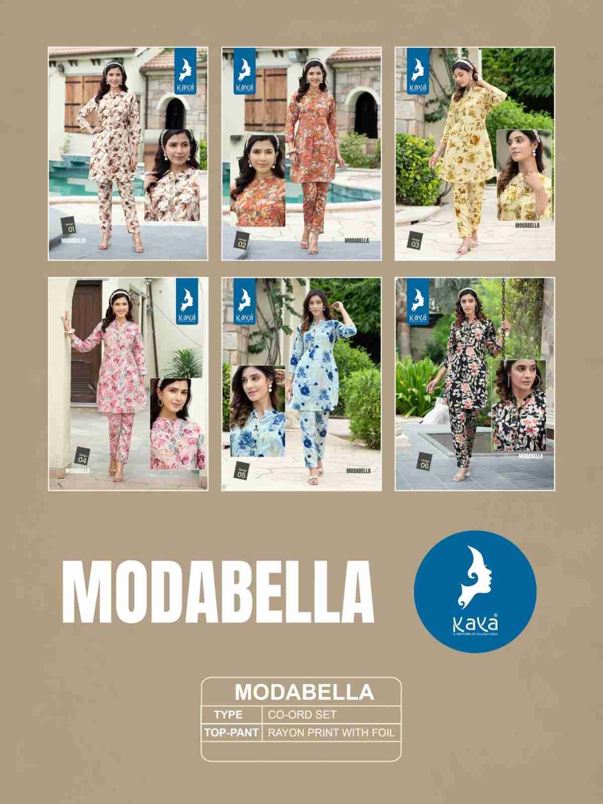 Modabella By Kaya 01 To 06 Series Designer Stylish Fancy Colorful Beautiful Party Wear & Ethnic Wear Collection Rayon Print Co-Ord At Wholesale Price