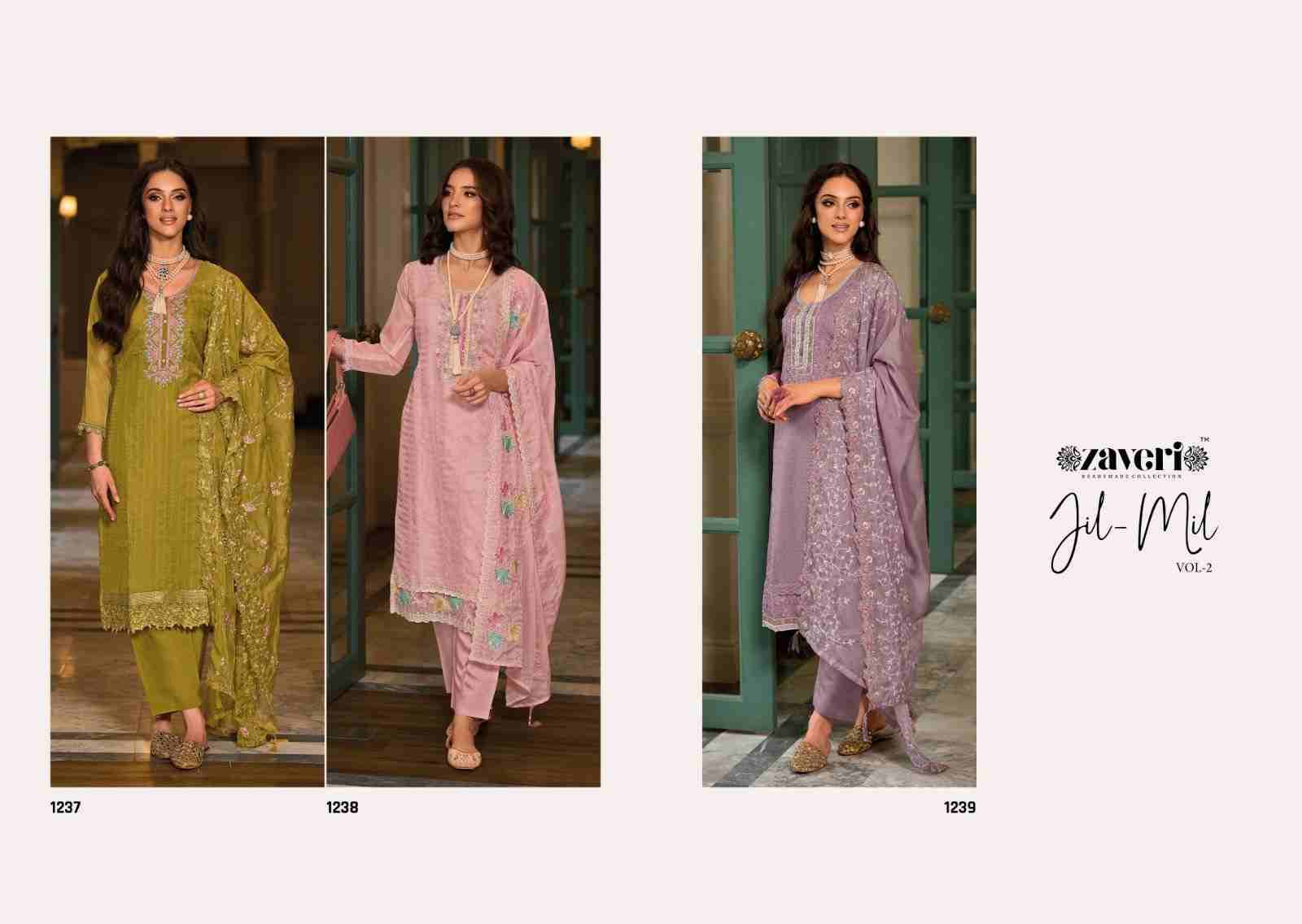 Jil-Mil Vol-2 By Zaveri 1237 To 1239 Series Designer Festive Suits Beautiful Fancy Colorful Stylish Party Wear & Occasional Wear Soft Organza Dresses At Wholesale Price