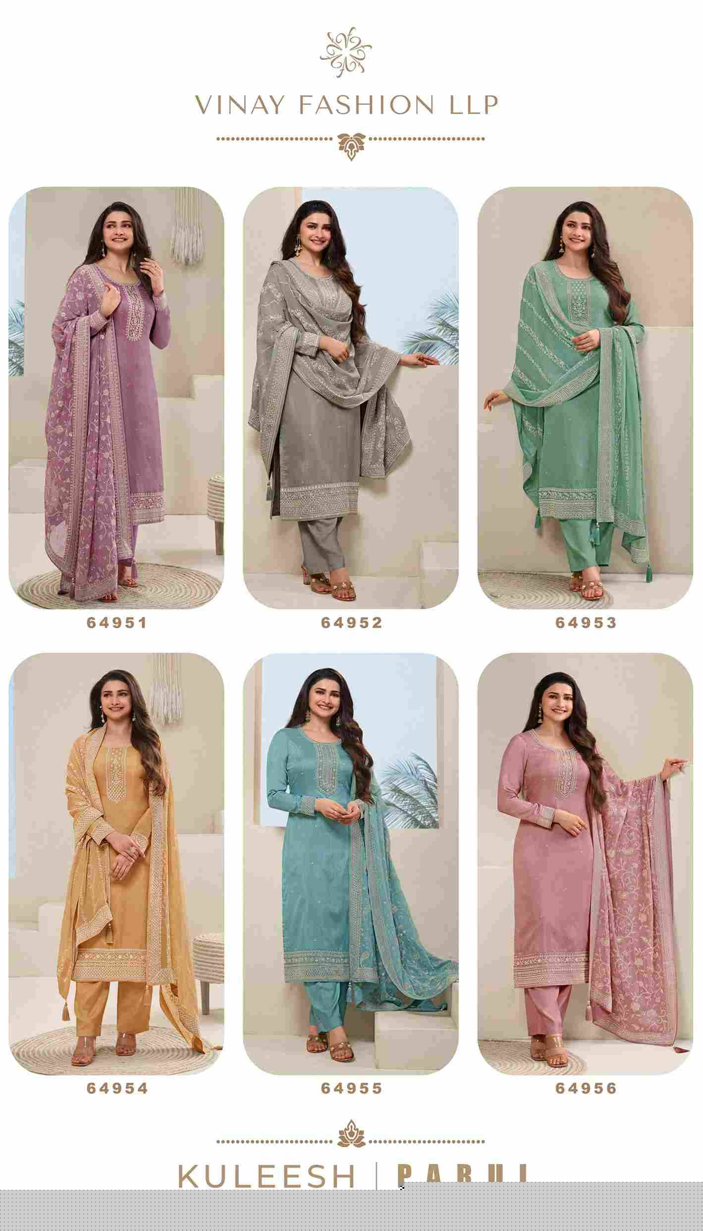 Parul By Vinay Fashion 64951 To 64956 Series Beautiful Festive Suits Colorful Stylish Fancy Casual Wear & Ethnic Wear Dola Embroidered Dresses At Wholesale Price