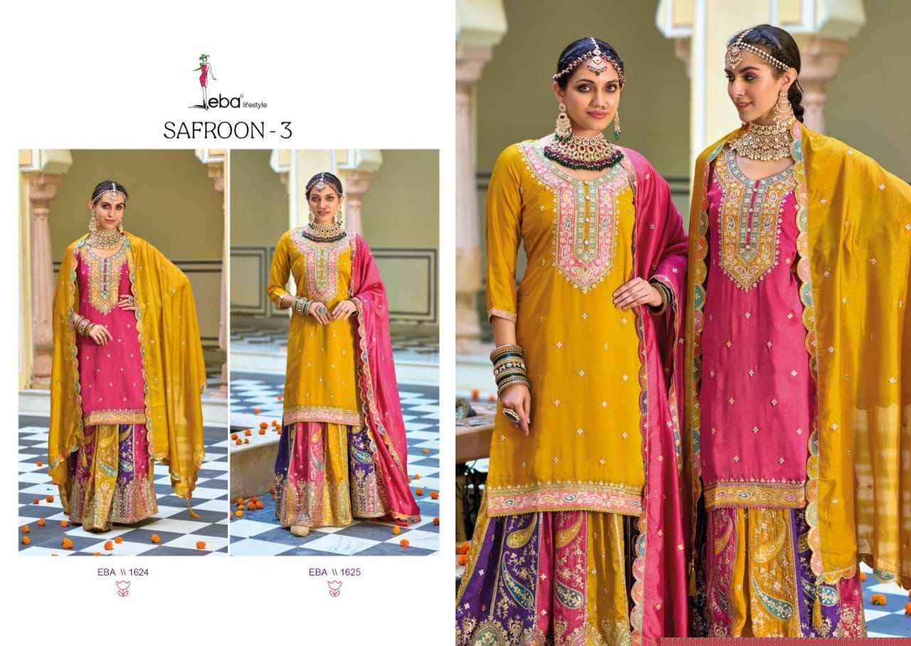 Safroon Vol-3 By Eba Lifestyle 1624 To 1625 Series Beautiful Festive Suits Colorful Stylish Fancy Casual Wear & Ethnic Wear Silk Embroidery Dresses At Wholesale Price