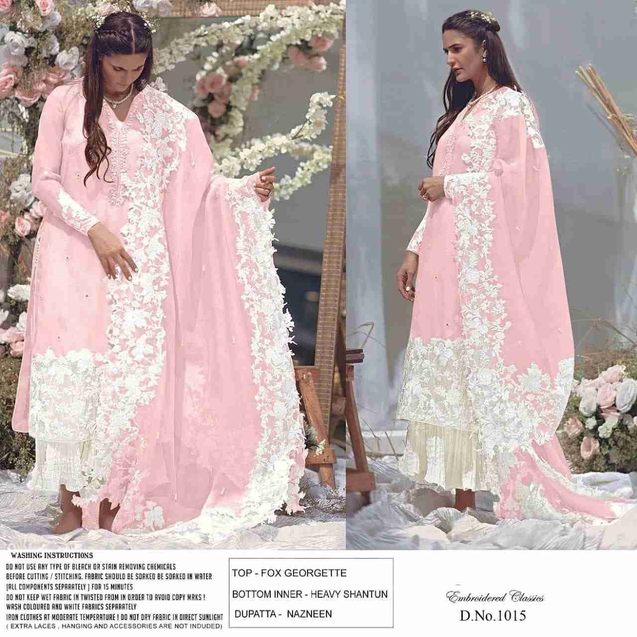 Rose Tex 1015 Colours By Rose Tex 1015-A To 1015-D Series Beautiful Stylish Suits Fancy Colorful Casual Wear & Ethnic Wear & Ready To Wear Heavy Faux Georgette Dresses At Wholesale Price