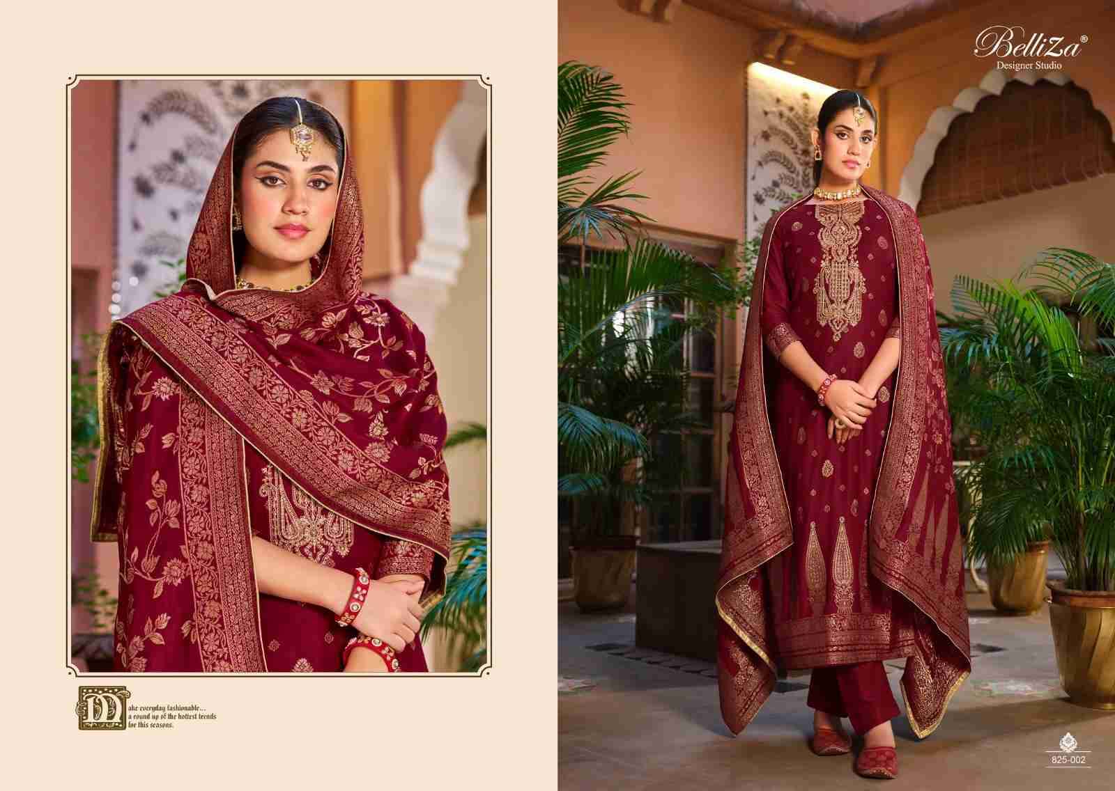Shalimar By Belliza 825-001 To 825-006 Series Beautiful Festive Suits Colorful Stylish Fancy Casual Wear & Ethnic Wear Pure Viscose Pashmina Embroidered Dresses At Wholesale Price