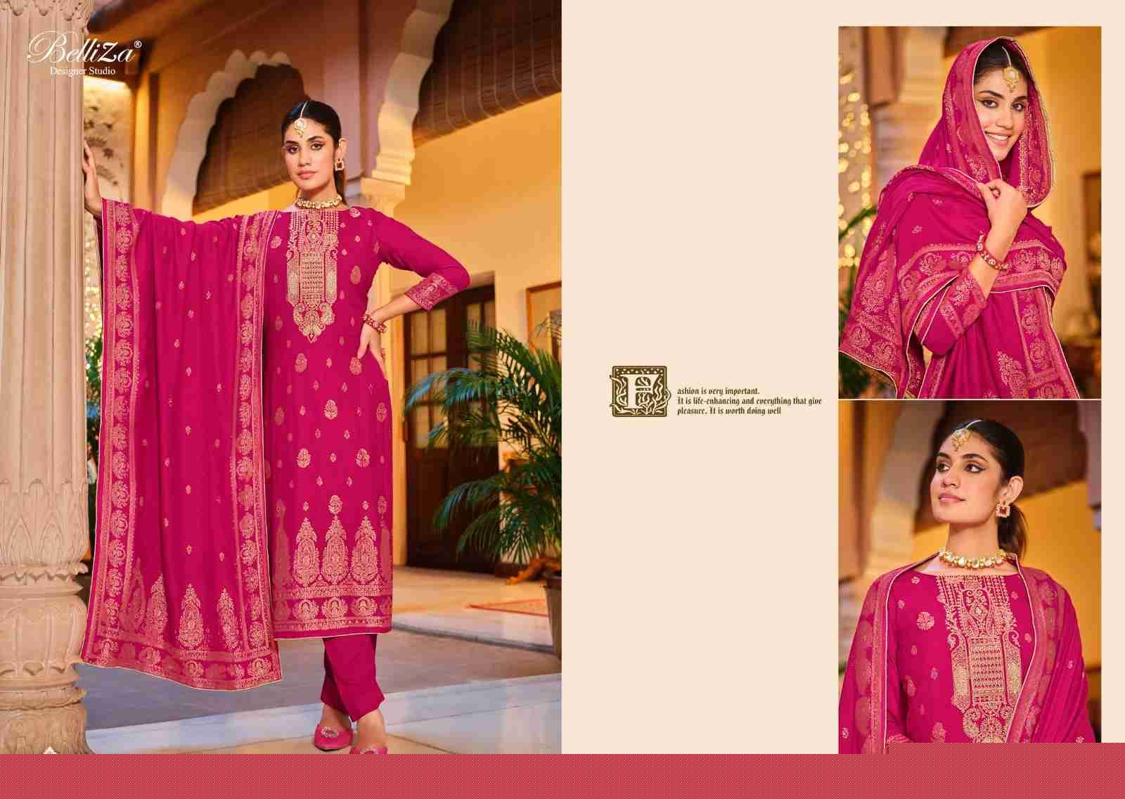 Shalimar By Belliza 825-001 To 825-006 Series Beautiful Festive Suits Colorful Stylish Fancy Casual Wear & Ethnic Wear Pure Viscose Pashmina Embroidered Dresses At Wholesale Price