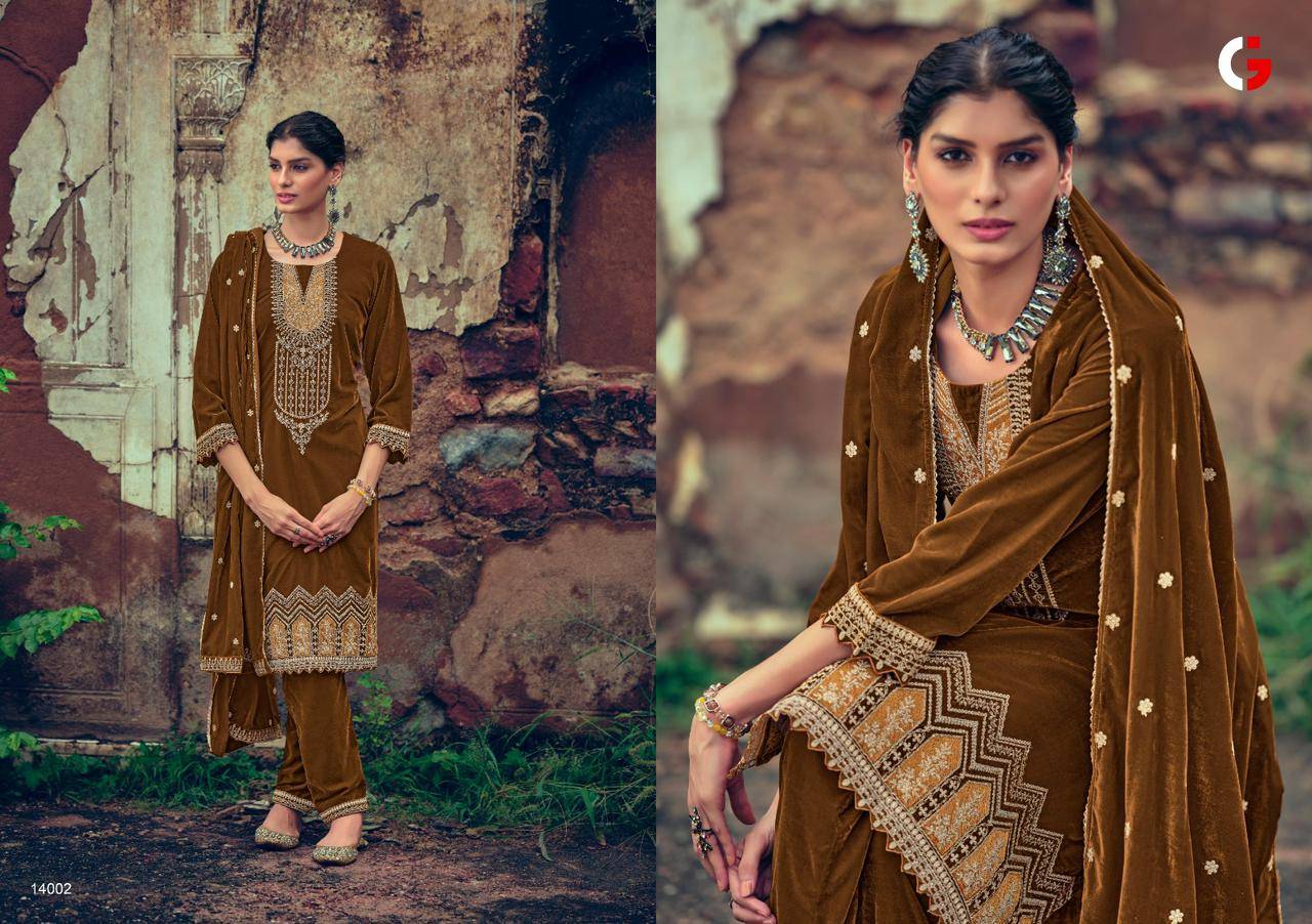 Maria.B By Gull Jee 14001 To 14006 Series Designer Suits Beautiful Stylish Fancy Colorful Party Wear & Occasional Wear Velvet With Embroidery Dresses At Wholesale Price