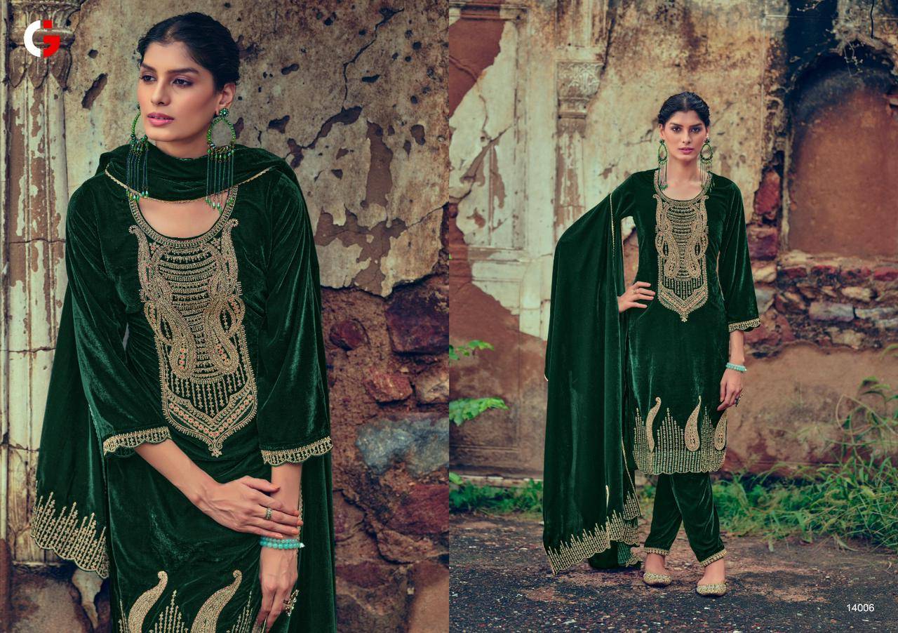 Maria.B By Gull Jee 14001 To 14006 Series Designer Suits Beautiful Stylish Fancy Colorful Party Wear & Occasional Wear Velvet With Embroidery Dresses At Wholesale Price