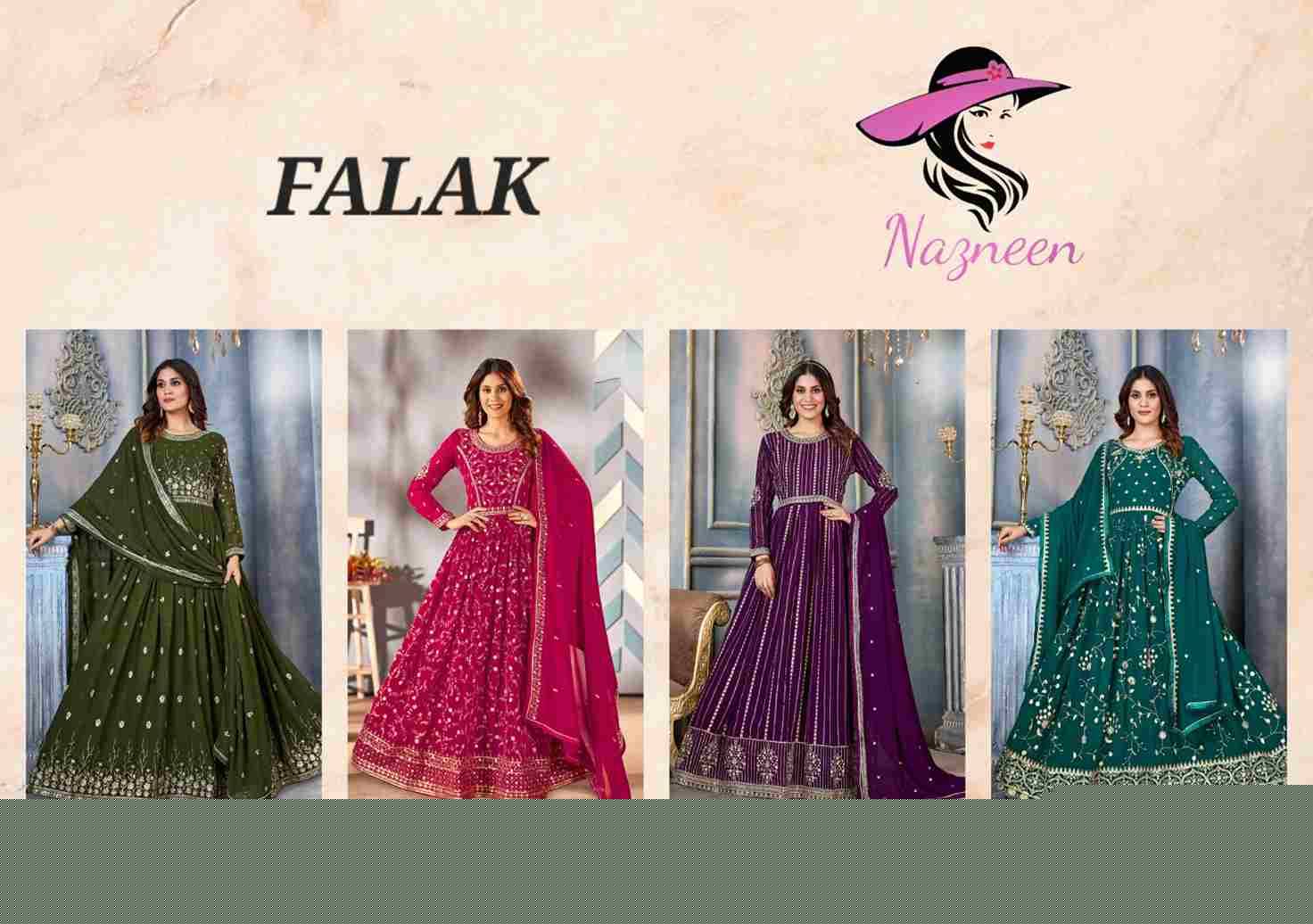 Falak By Nazneen 1639 To 1642 Series Designer Anarkali Suits Collection Beautiful Stylish Fancy Colorful Party Wear & Occasional Wear Faux Georgette Embroidered Dresses At Wholesale Price