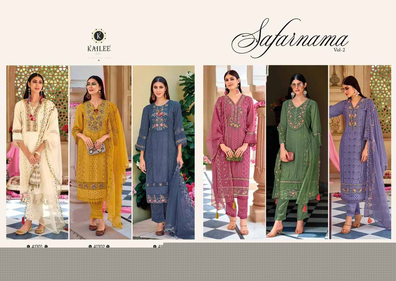 Safarnama Vol-2 By Kailee 41301 To 41306 Series Designer Festive Suits Collection Beautiful Stylish Fancy Colorful Party Wear & Occasional Wear Pure Cotton Embroidered Dresses At Wholesale Price