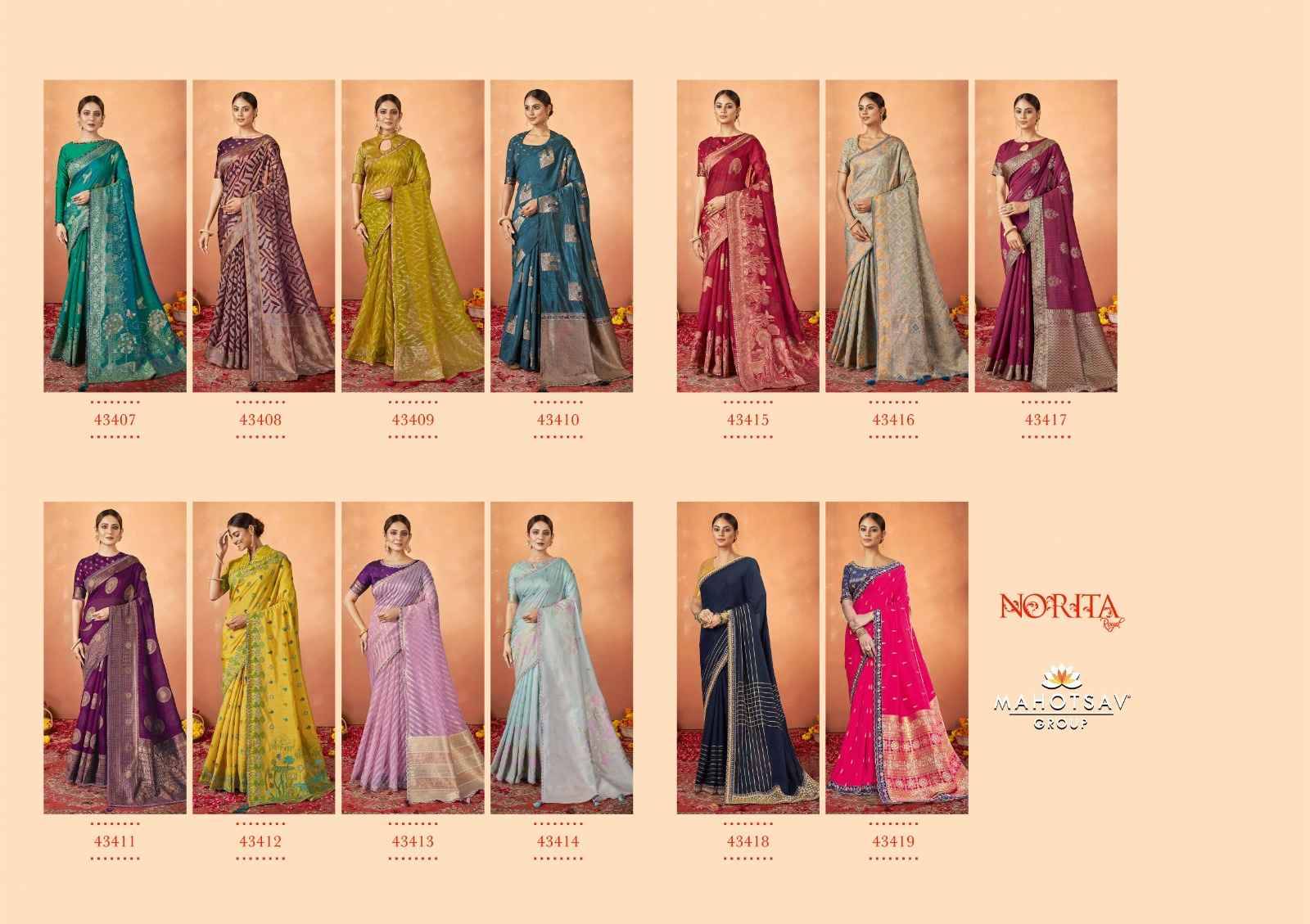 Pradha By Mahotsav 43407 To 43419 Series Indian Traditional Wear Collection Beautiful Stylish Fancy Colorful Party Wear & Occasional Wear Silk Sarees At Wholesale Price