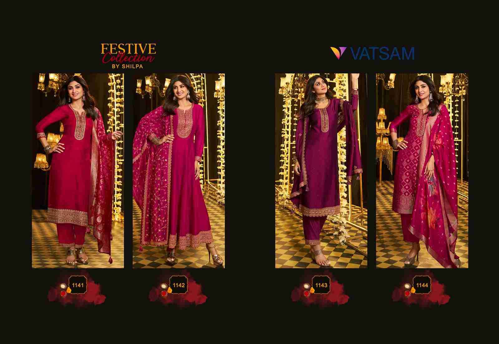 Festive Collection By Vatsam 1141 To 1144 Series Beautiful Suits Colorful Stylish Fancy Casual Wear & Ethnic Wear Georgette Silk Dresses At Wholesale Price