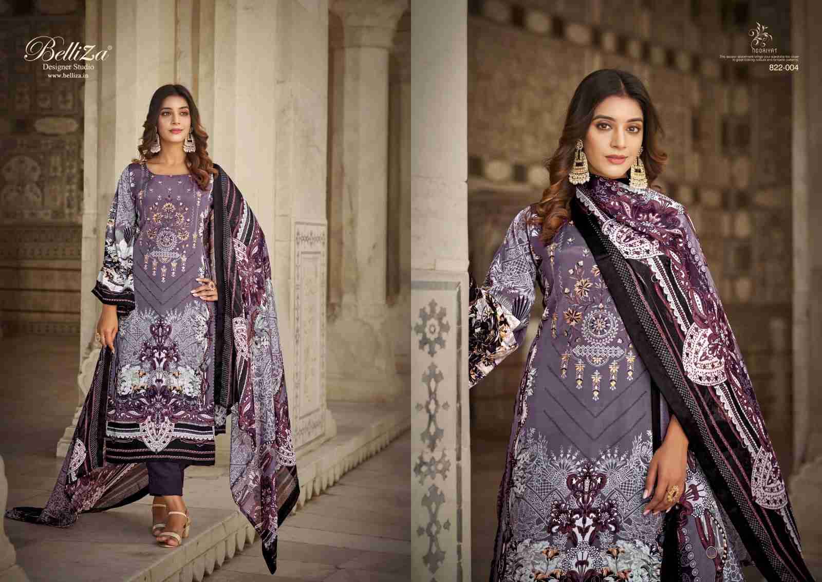 Nooriyat By Belliza 822-001 To 822-008 Series Beautiful Festive Suits Stylish Fancy Colorful Party Wear & Occasional Wear Pure Crepe Dresses At Wholesale Price