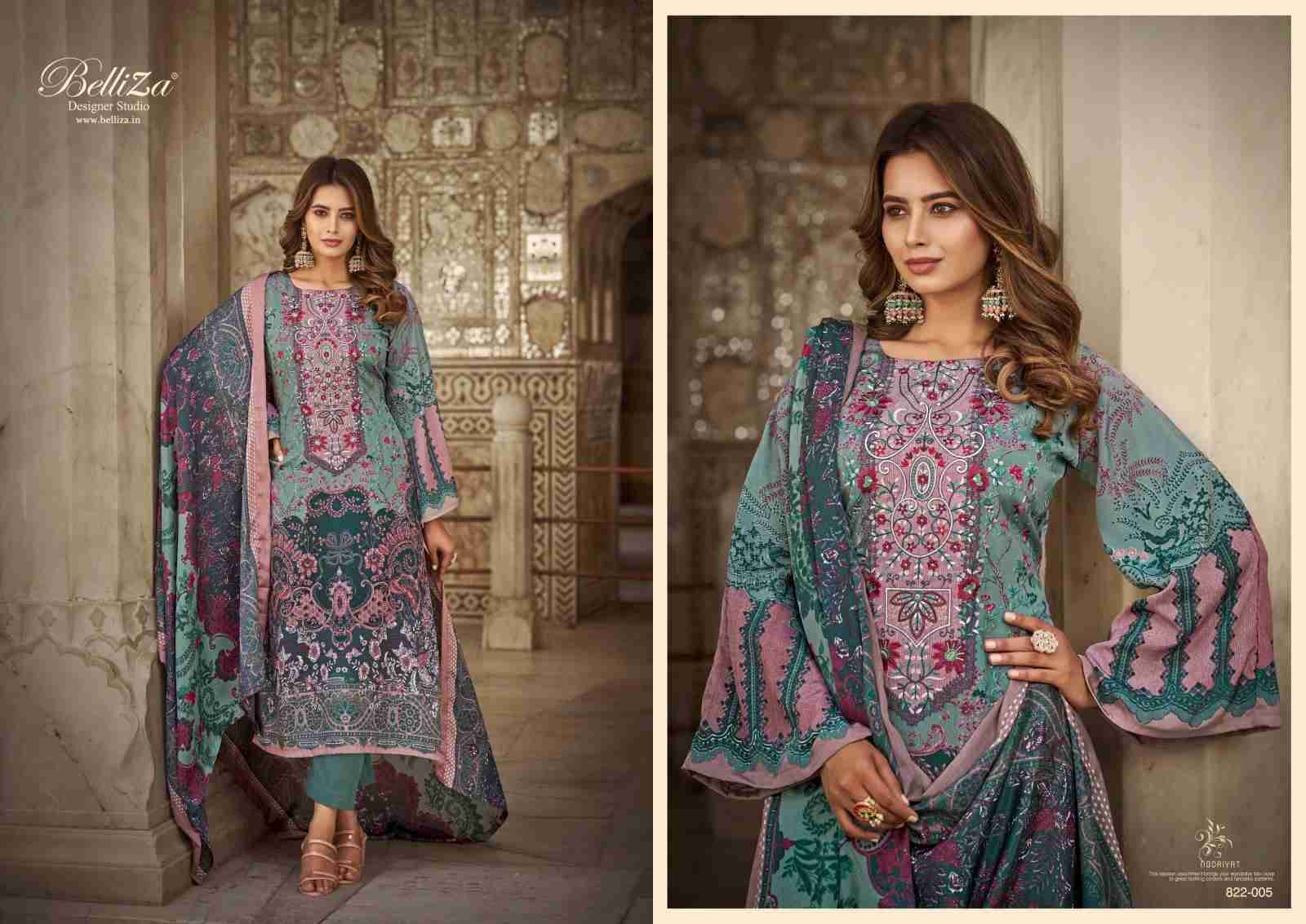 Nooriyat By Belliza 822-001 To 822-008 Series Beautiful Festive Suits Stylish Fancy Colorful Party Wear & Occasional Wear Pure Crepe Dresses At Wholesale Price