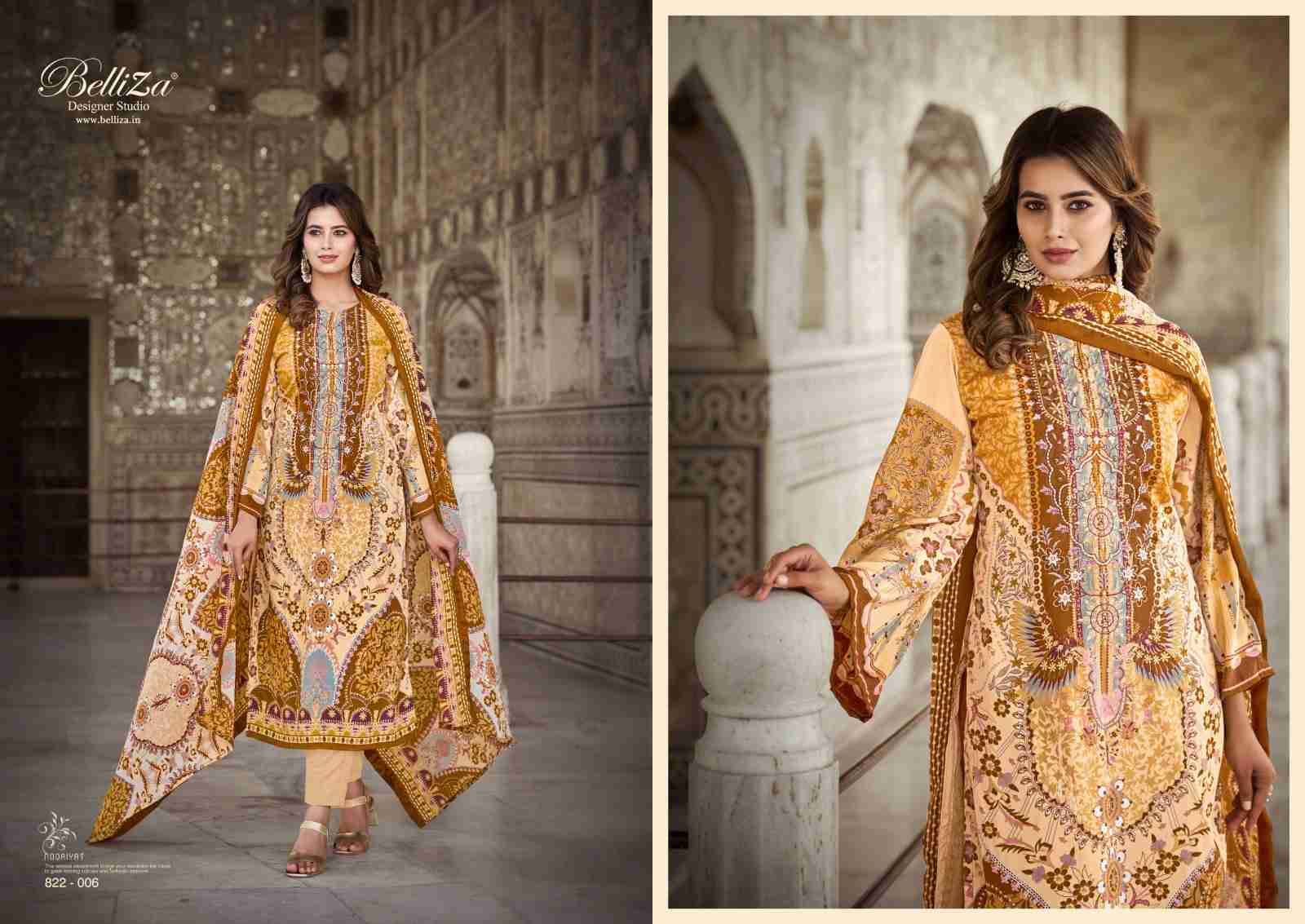 Nooriyat By Belliza 822-001 To 822-008 Series Beautiful Festive Suits Stylish Fancy Colorful Party Wear & Occasional Wear Pure Crepe Dresses At Wholesale Price