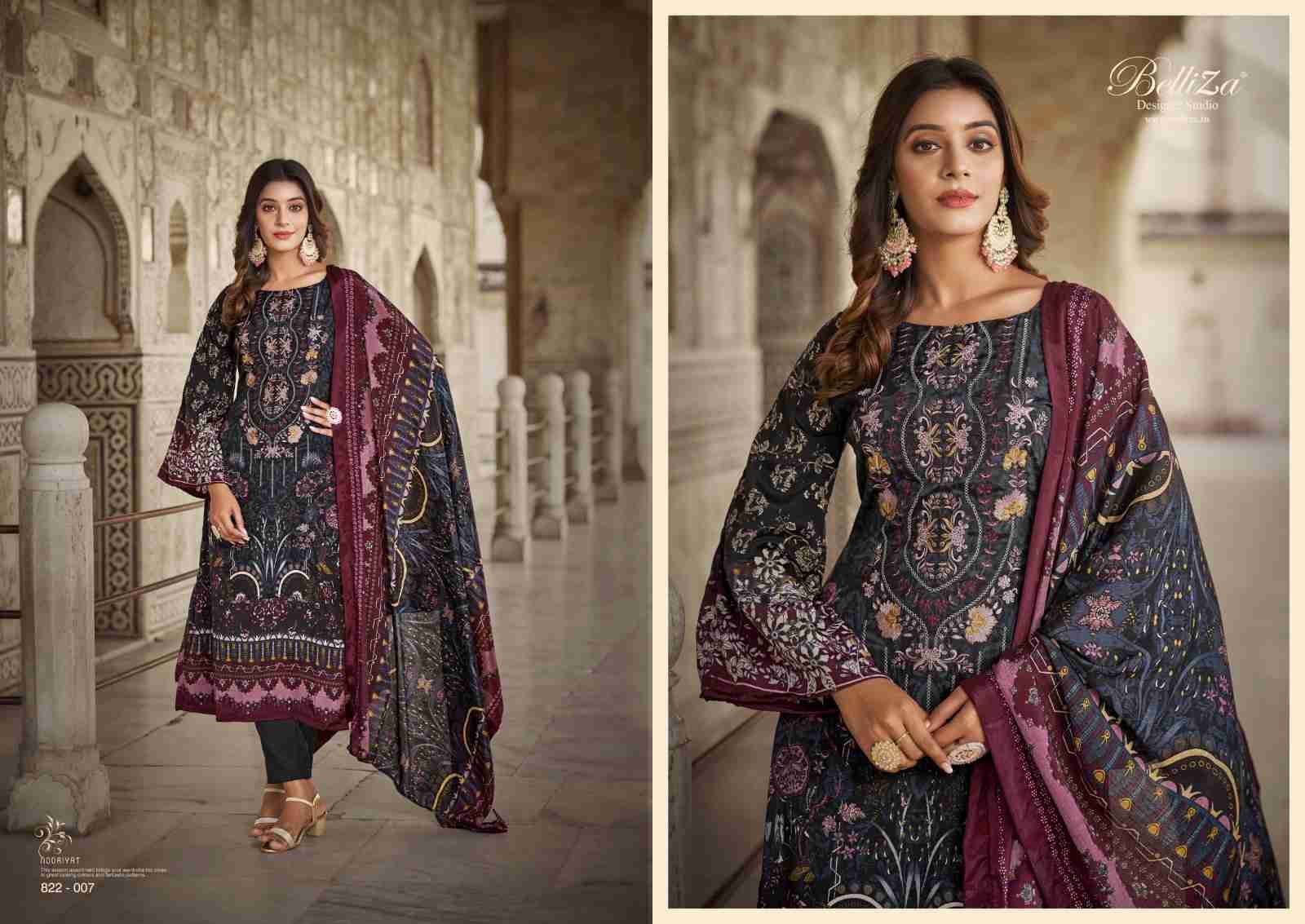 Nooriyat By Belliza 822-001 To 822-008 Series Beautiful Festive Suits Stylish Fancy Colorful Party Wear & Occasional Wear Pure Crepe Dresses At Wholesale Price