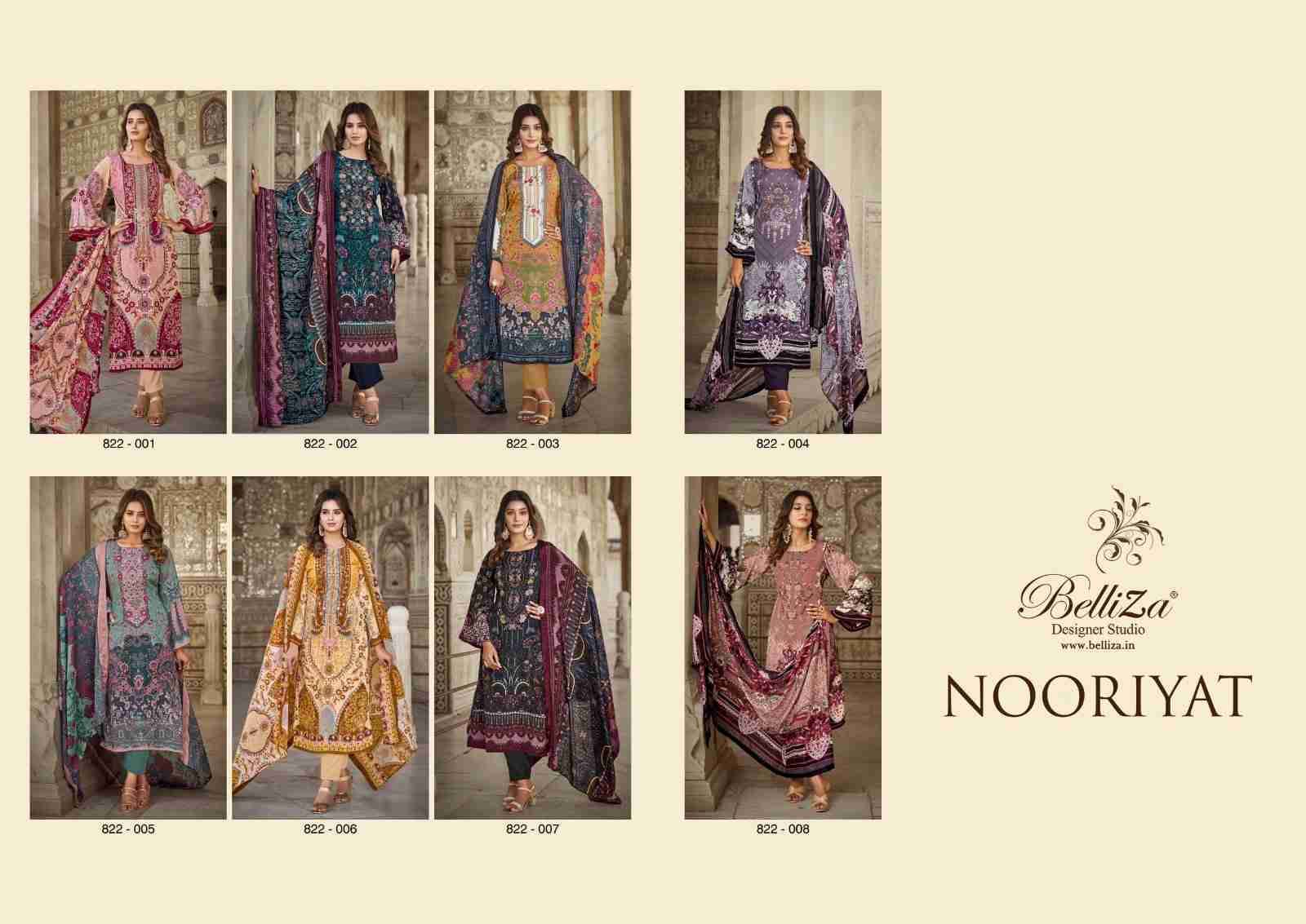 Nooriyat By Belliza 822-001 To 822-008 Series Beautiful Festive Suits Stylish Fancy Colorful Party Wear & Occasional Wear Pure Crepe Dresses At Wholesale Price