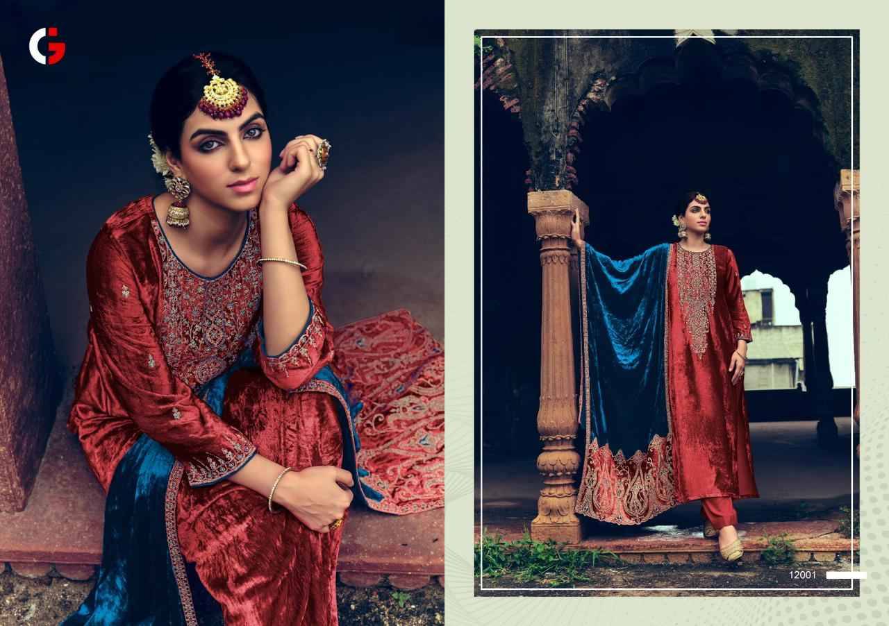 Shehnaaz By Gull Jee 12001 To 12006 Series Beautiful Festive Suits Stylish Fancy Colorful Party Wear & Occasional Wear Viscose Velvet Dresses At Wholesale Price