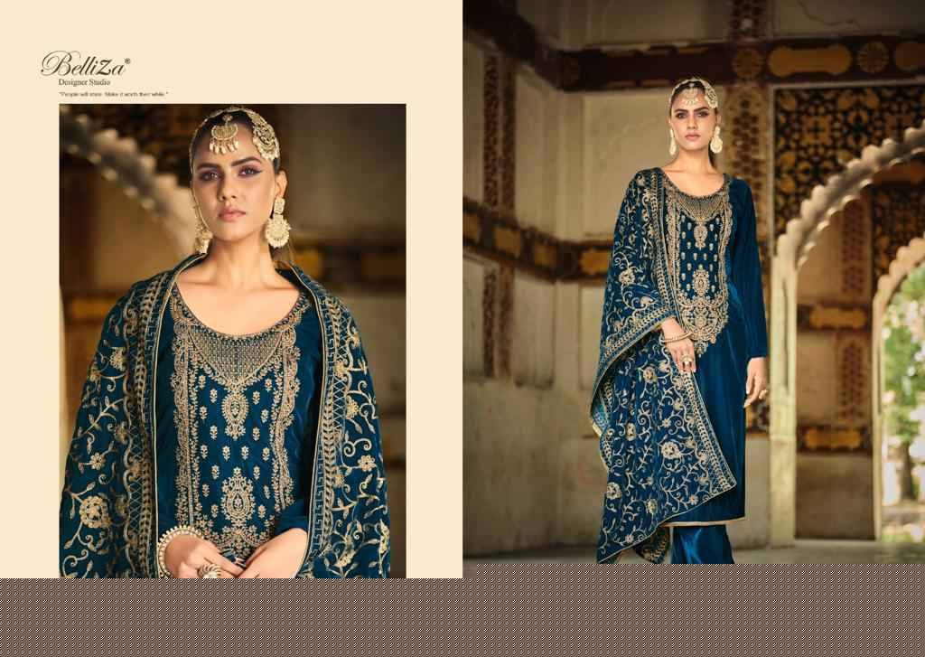 Nagina By Belliza 826-001 To 826-006 Series Beautiful Festive Suits Stylish Fancy Colorful Party Wear & Occasional Wear Pure Velvet Embroidered Dresses At Wholesale Price