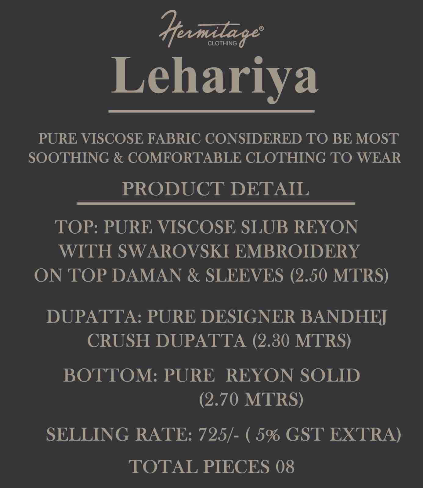 Lehariya By Hermitage 1001 To 1006 Series Designer Festive Suits Beautiful Fancy Stylish Colorful Party Wear & Occasional Wear Pure Viscose Slub Rayon Print With Embroidery Dresses At Wholesale Price