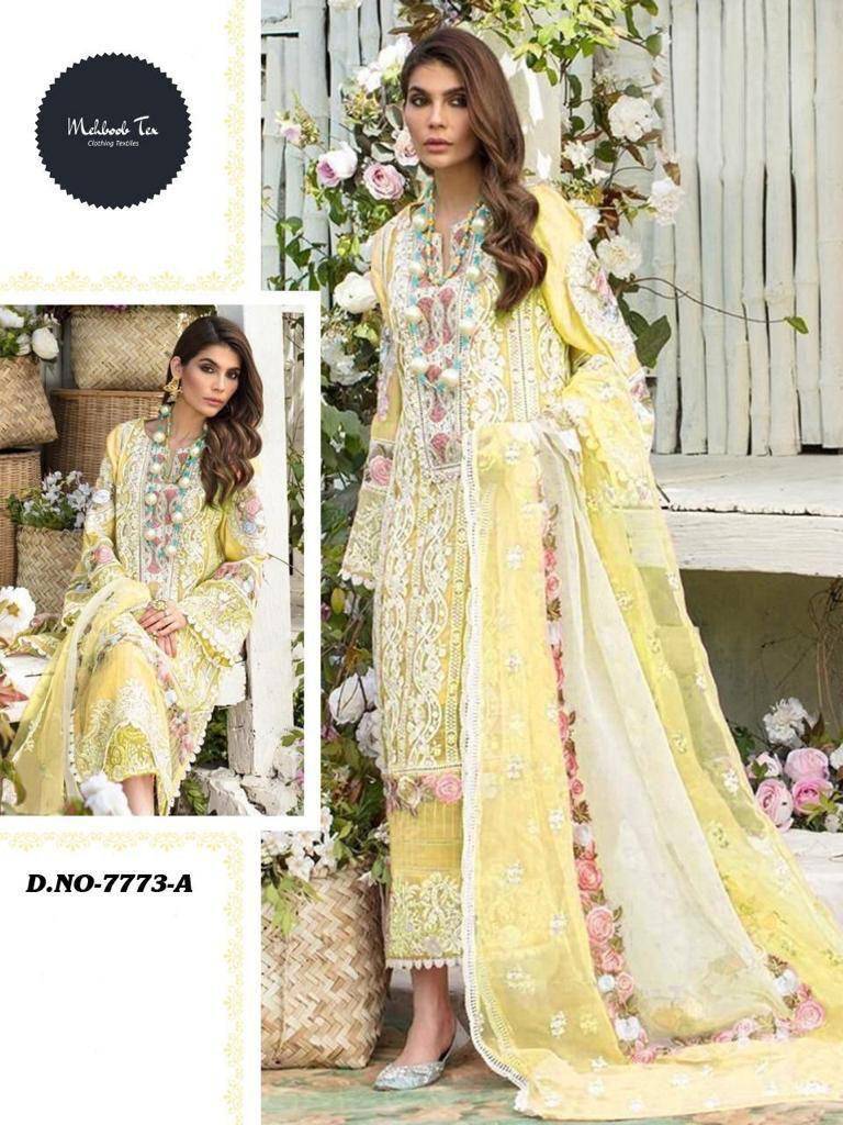 Crimson 7773 Colours By Mehboob Tex 7773-A To 7773-D Series Pakistani Suits Beautiful Fancy Colorful Stylish Party Wear & Occasional Wear Cambric Cotton Embroidery Dresses At Wholesale Price