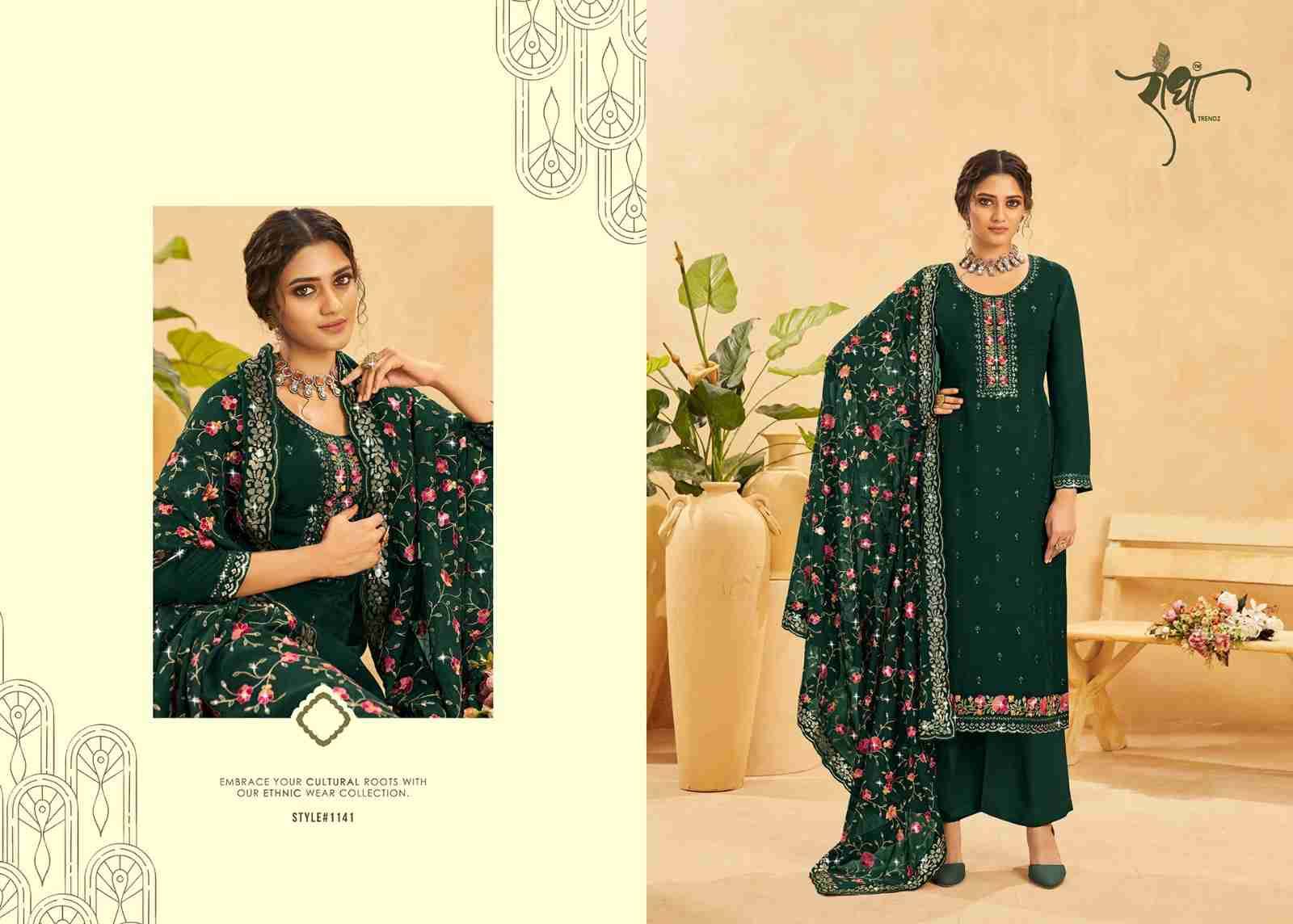 Kesariya By Radha Trendz 1141 To 1144 Series Beautiful Festive Suits Colorful Stylish Fancy Casual Wear & Ethnic Wear Organza Embroidered Dresses At Wholesale Price