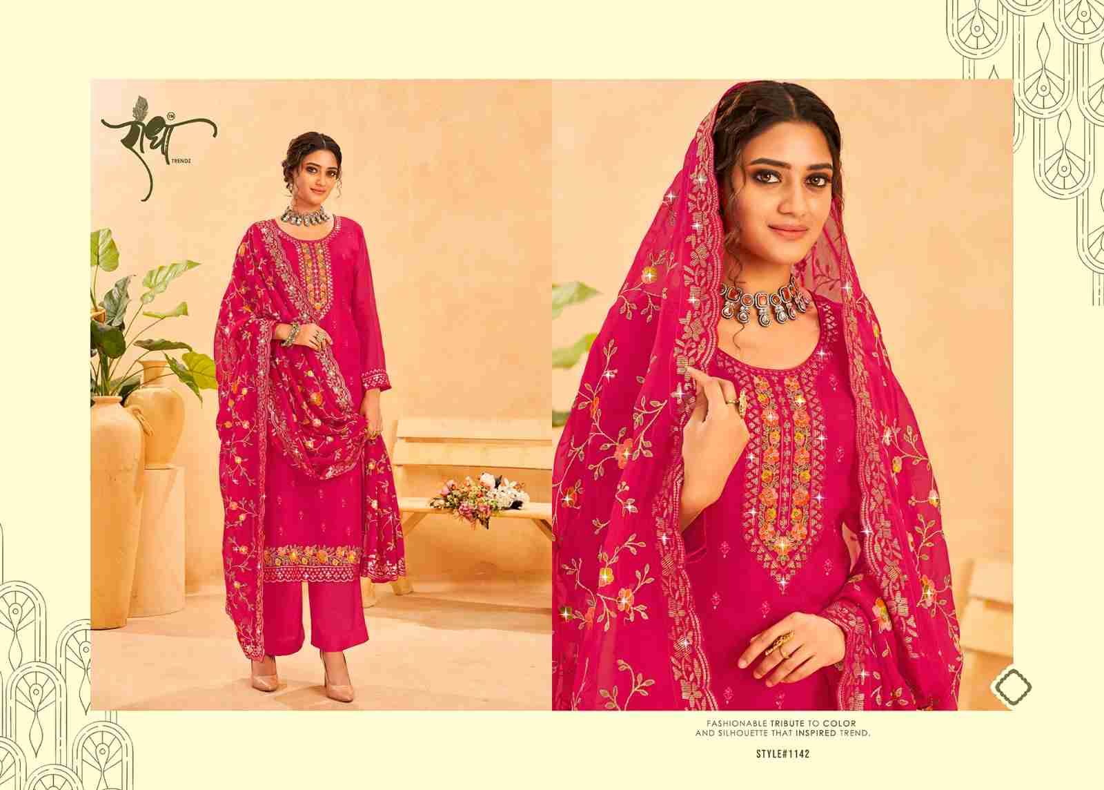 Kesariya By Radha Trendz 1141 To 1144 Series Beautiful Festive Suits Colorful Stylish Fancy Casual Wear & Ethnic Wear Organza Embroidered Dresses At Wholesale Price