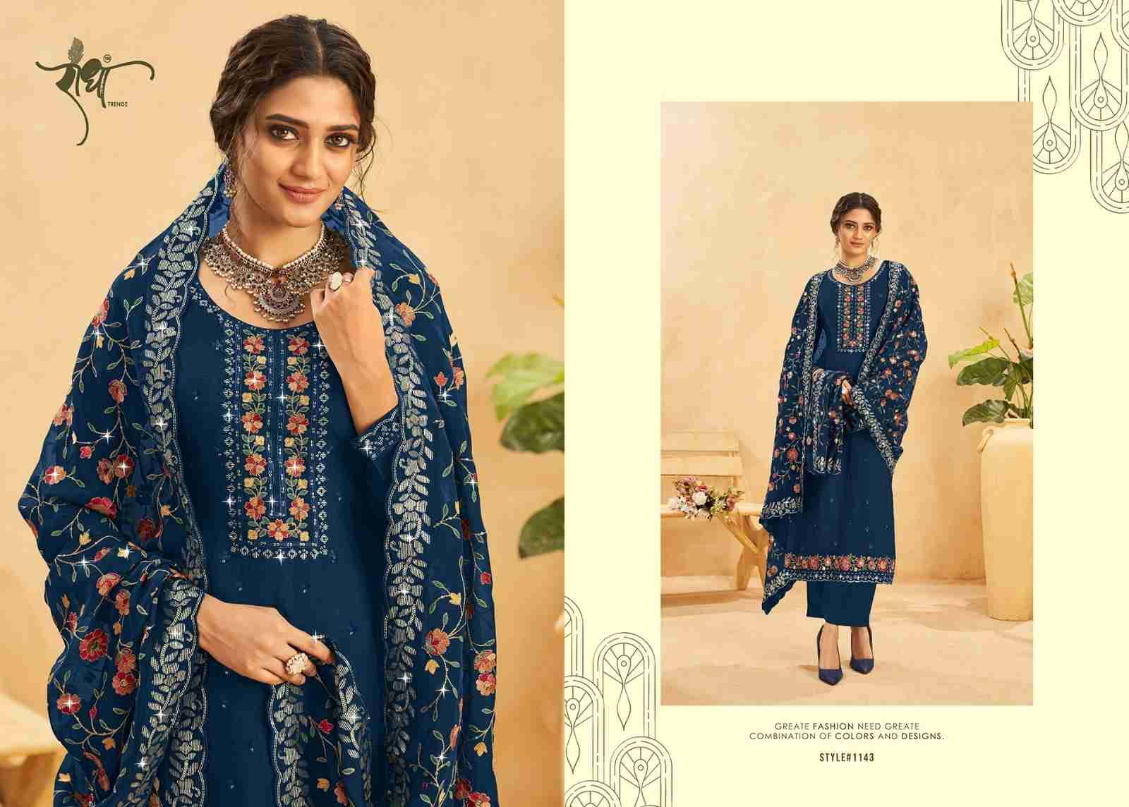 Kesariya By Radha Trendz 1141 To 1144 Series Beautiful Festive Suits Colorful Stylish Fancy Casual Wear & Ethnic Wear Organza Embroidered Dresses At Wholesale Price