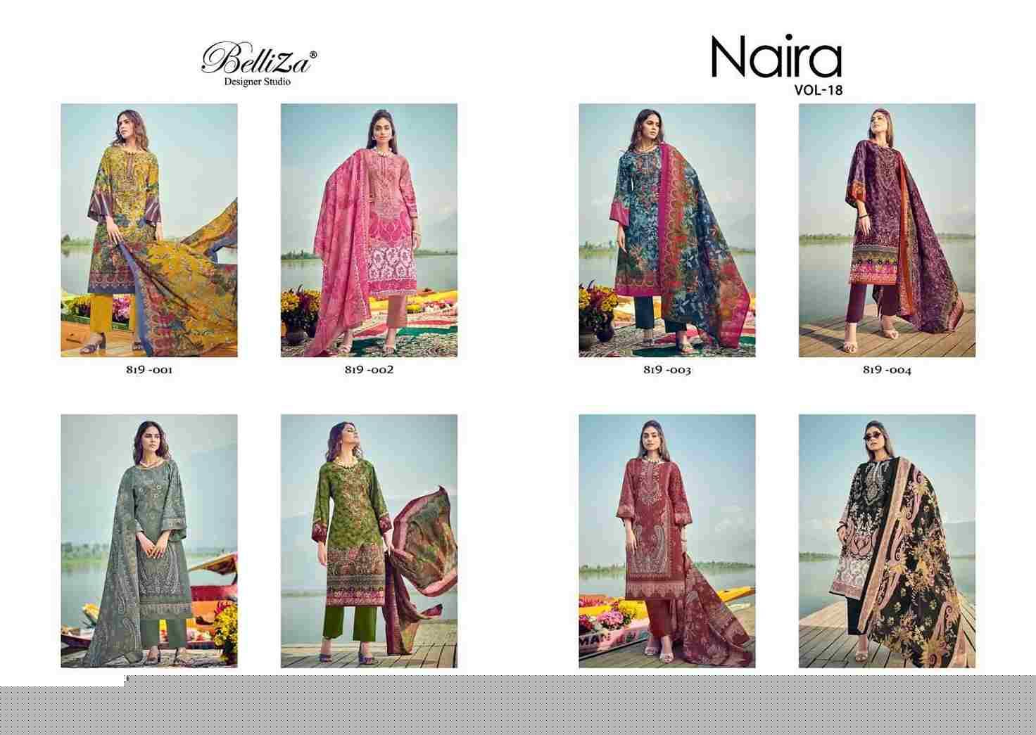 Naira Vol-18 By Belliza 819-001 To 819-008 Series Beautiful Festive Suits Colorful Stylish Fancy Casual Wear & Ethnic Wear Pure Cotton Digital Print Dresses At Wholesale Price