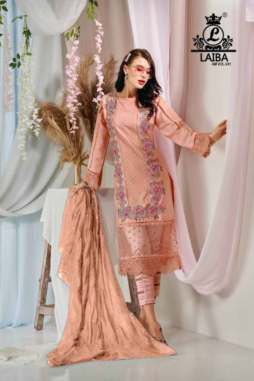 Am Vol-241 By Laiba 01 To 04 Series Pakistani Suits Beautiful Fancy Colorful Stylish Party Wear & Occasional Wear Pure Georgette Embroidery Dresses At Wholesale Price