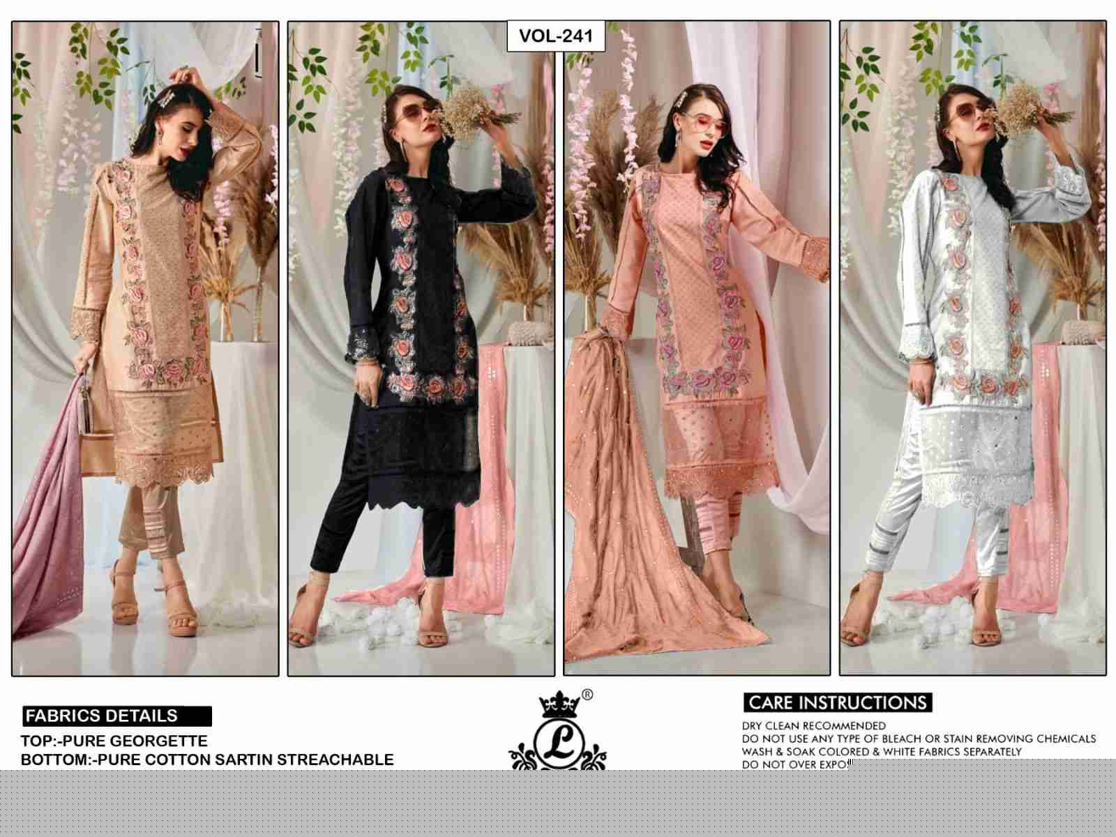Am Vol-241 By Laiba 01 To 04 Series Pakistani Suits Beautiful Fancy Colorful Stylish Party Wear & Occasional Wear Pure Georgette Embroidery Dresses At Wholesale Price