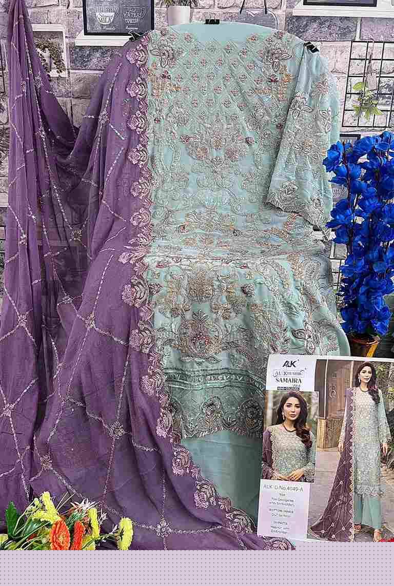 Samaira 4049 Colours By Al Khushbu 4049-A To 4049-D Series Beautiful Stylish Pakistani Suits Fancy Colorful Casual Wear & Ethnic Wear & Ready To Wear Faux Georgette Embroidery Dresses At Wholesale Price