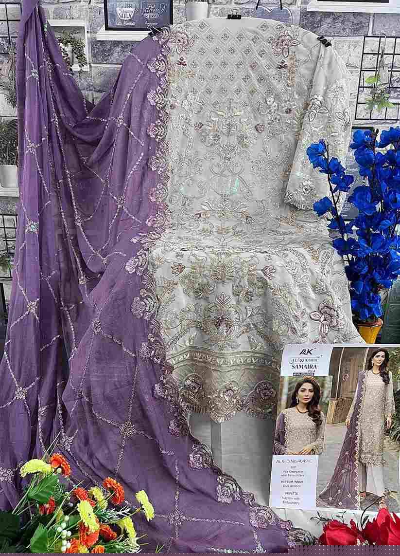 Samaira 4049 Colours By Al Khushbu 4049-A To 4049-D Series Beautiful Stylish Pakistani Suits Fancy Colorful Casual Wear & Ethnic Wear & Ready To Wear Faux Georgette Embroidery Dresses At Wholesale Price