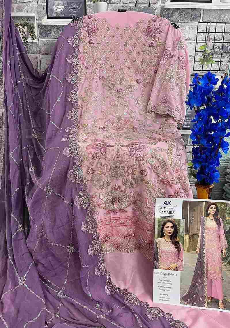 Samaira 4049 Colours By Al Khushbu 4049-A To 4049-D Series Beautiful Stylish Pakistani Suits Fancy Colorful Casual Wear & Ethnic Wear & Ready To Wear Faux Georgette Embroidery Dresses At Wholesale Price